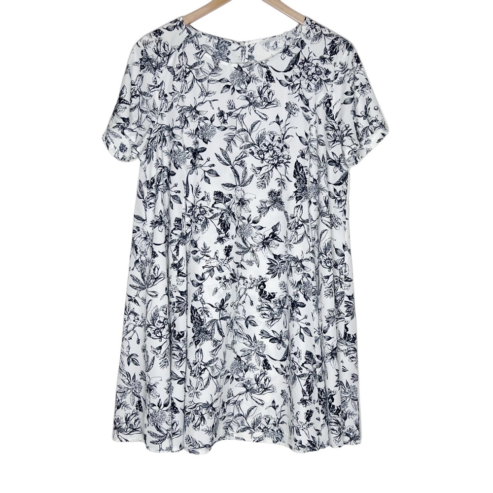 Lush Toile Floral Print Babydoll Swing Dress - Size Large